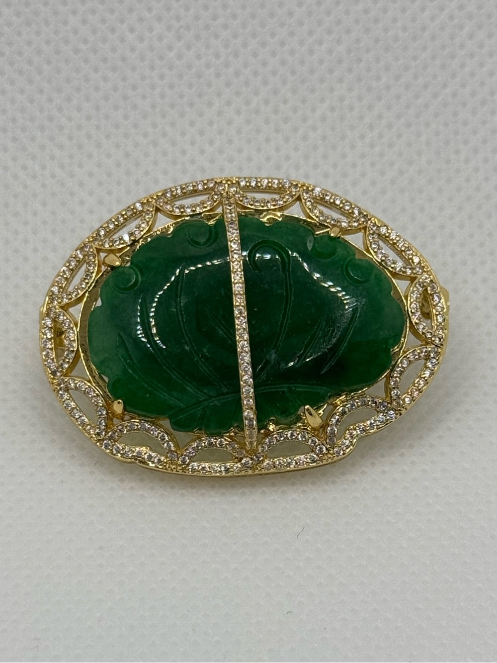 High-Quality Gold-Plated Silver Jade Brooch